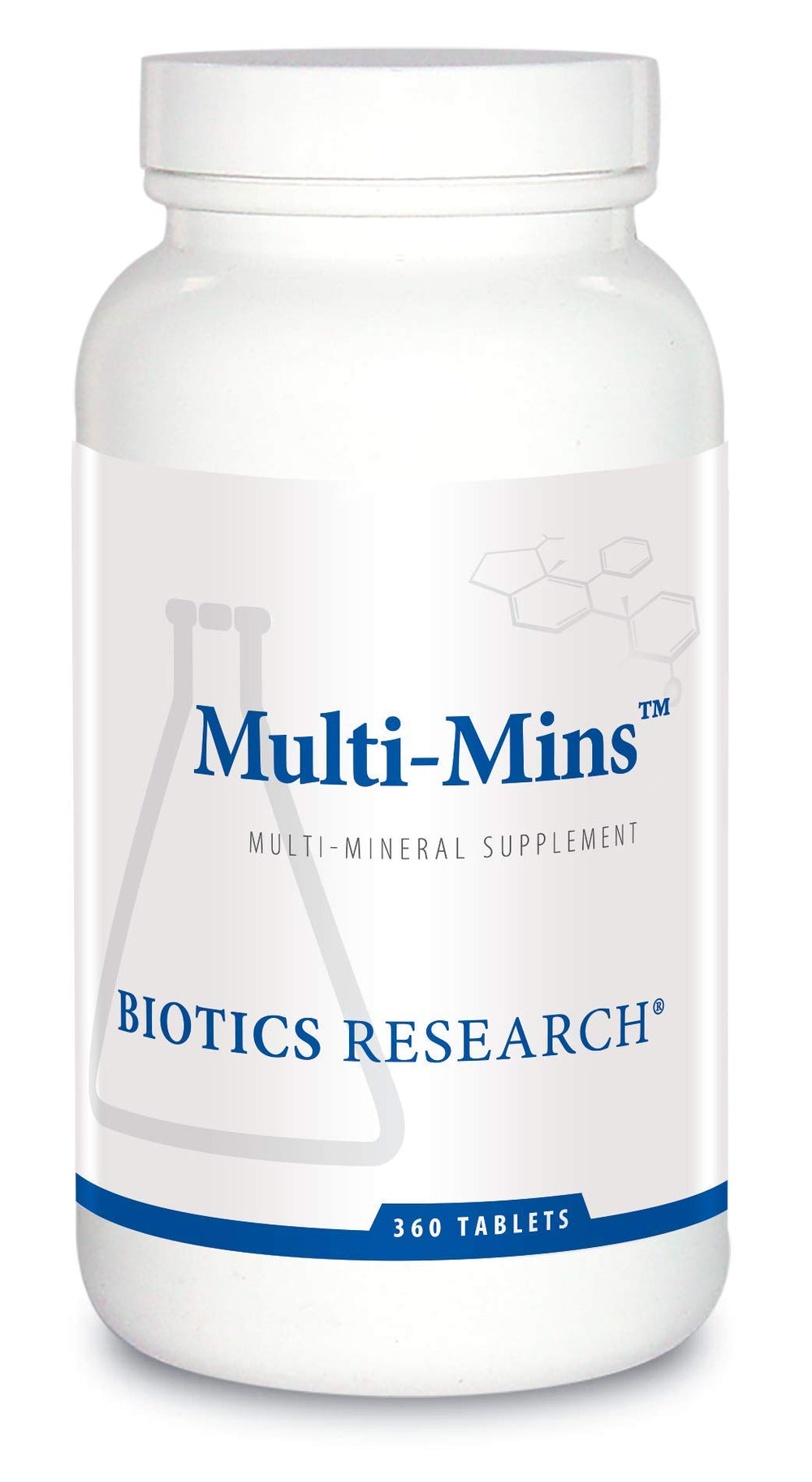 Biotics Research Multi-Mins tablets close-up for daily mineral support.