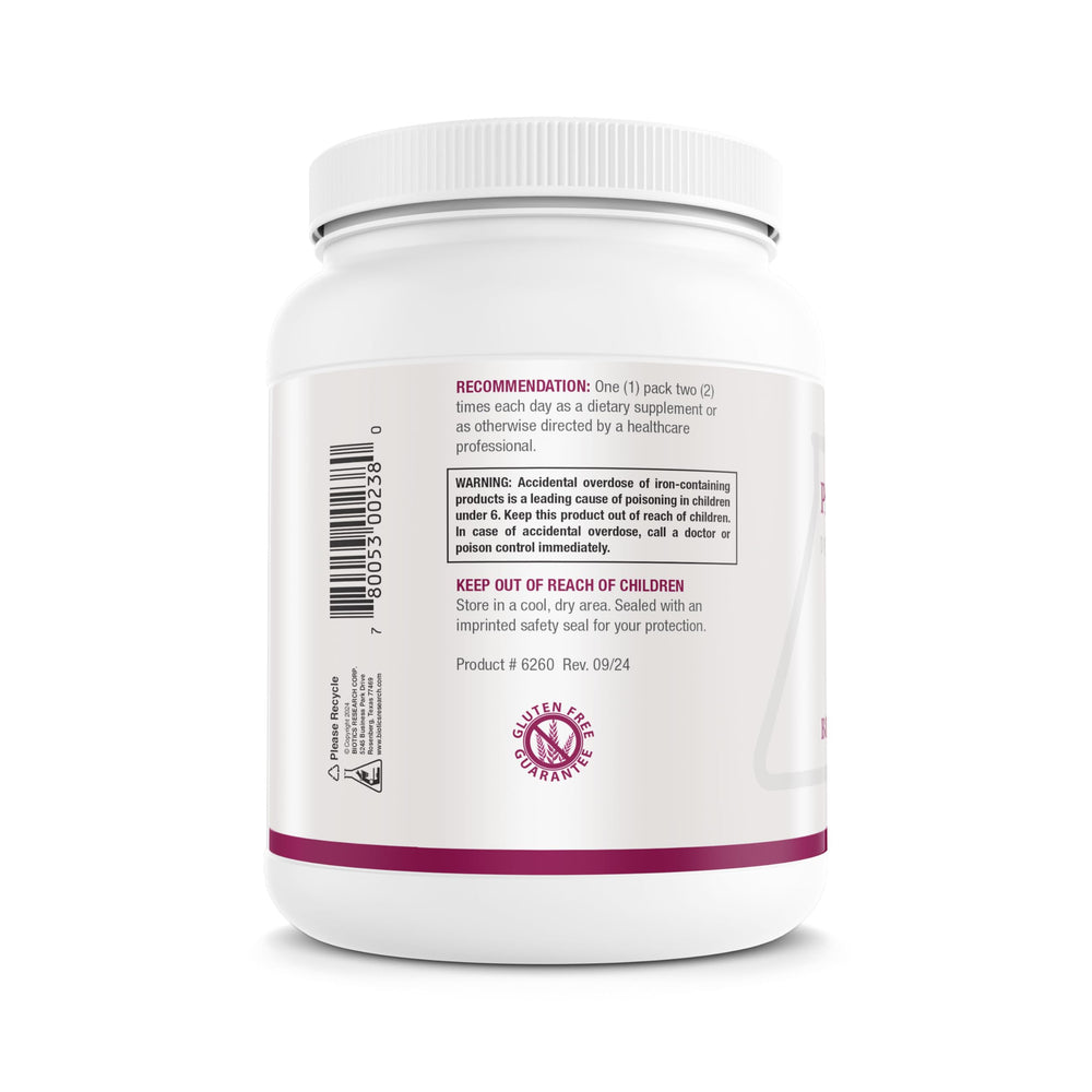 Biotics Research Pre-Natal Packs iodine and folate label highlights essential nutrients.