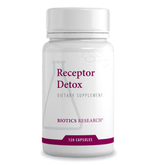Biotics Research Receptor Detox bottle showing the professional hormone-support blend