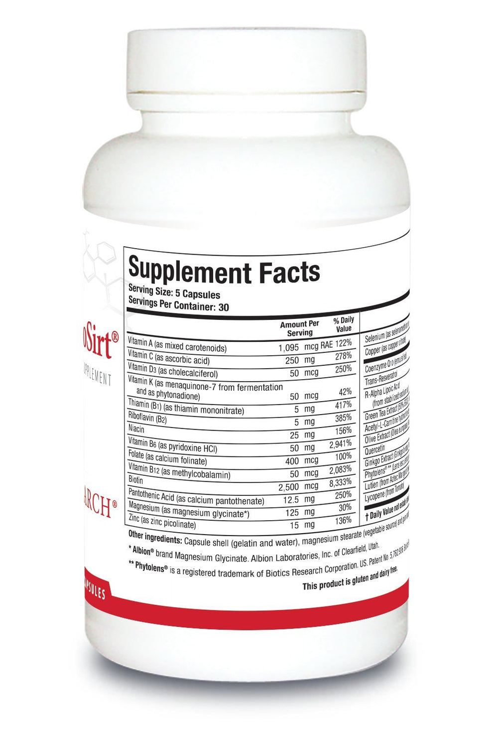 Biotics Research VasculoSirt capsules packaging with easy-to-swallow pills for daily vascular support