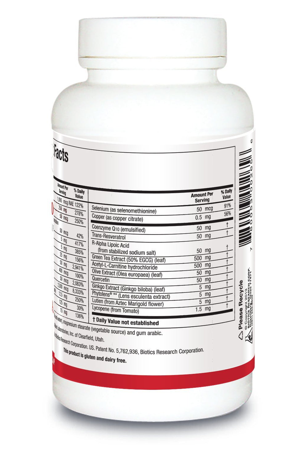 Biotics Research VasculoSirt close-up of CoQ10-Resveratrol-ALA blend ingredients