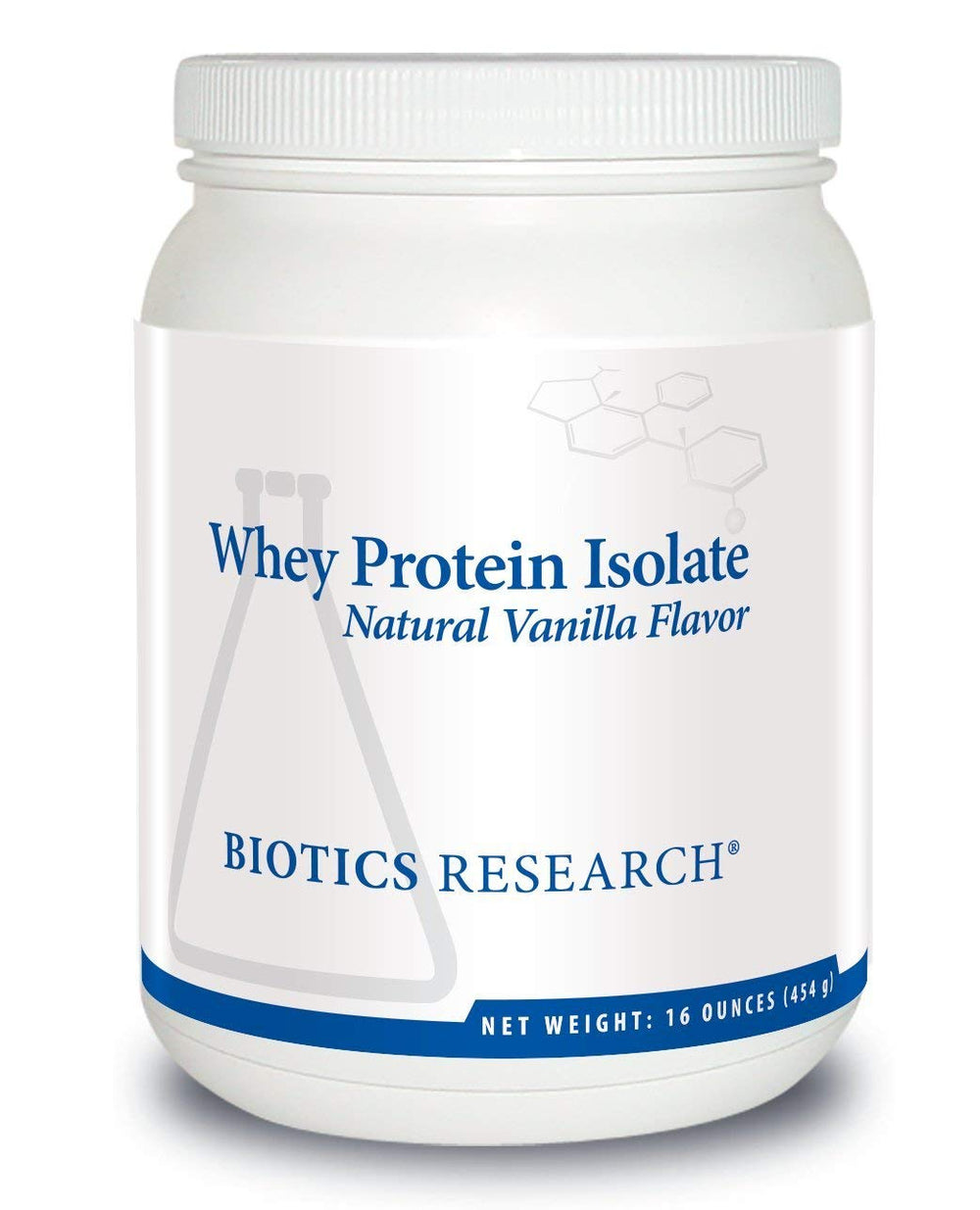 BIOTICS RESEARCH Whey Protein Isolate Vanilla bottle shows pure, fast-absorbing protein for post-workout recovery.