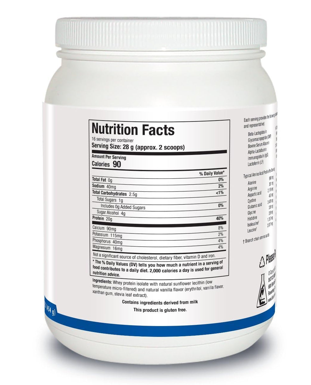 BIOTICS RESEARCH Whey Protein Isolate Vanilla pour demonstrates smooth texture for quick shakes.