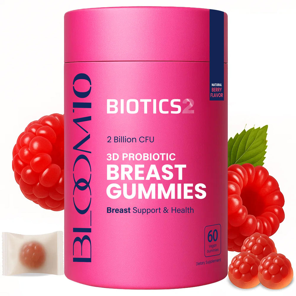 Biotics2 Bloom10 bottle front for daily bust support on the go
