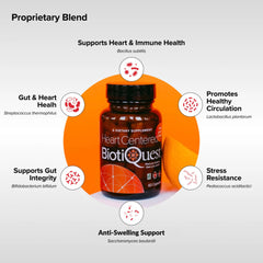 BiotiQuest Heart Center bottle back shows gluten-free and vegan notes.