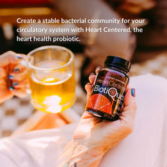 BiotiQuest Heart Center label highlights non-GMO and dairy-free formula.