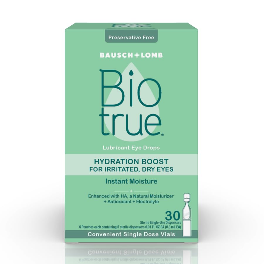Biotrue Hydration Boost label highlighting hyaluronan ingredient
