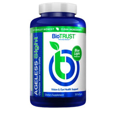 BioTrust Ageless Sight bottle and label showcasing blue light protection benefits