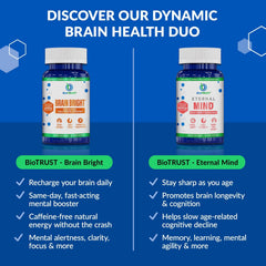 BioTrust Brain Bright serving scoop beside bottle for quick use
