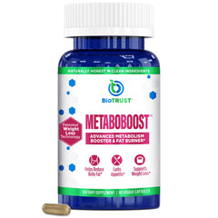 BioTrust MetaboBoost bottle-front view for easy daily use.