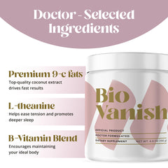 BioVanish Keto Activate ingredients label featuring BHB salts and MCT oil