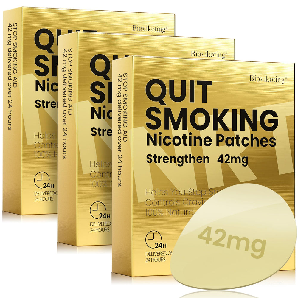 Biovikoting nicotine patches Step 1+2 pack shows dual dosing for gradual craving control