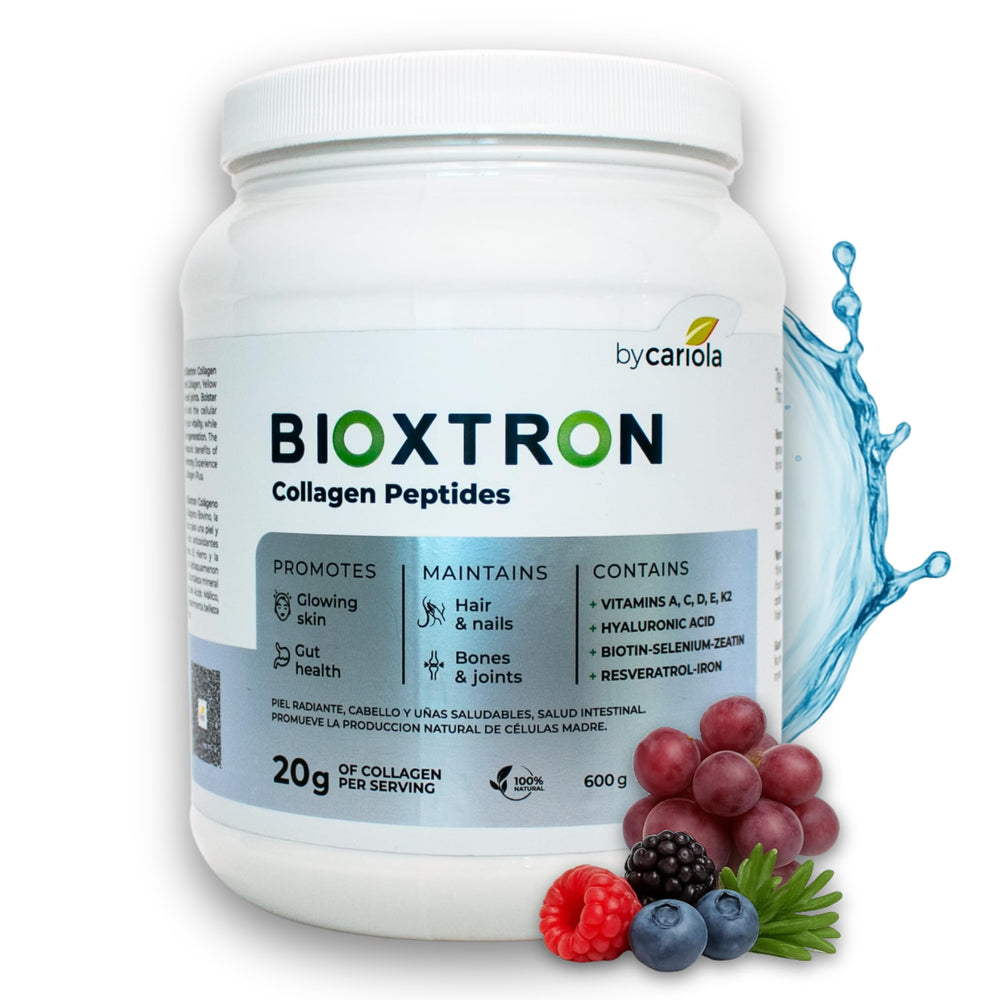 Bioxtron Collagen Peptides Powder jar with unflavored formula supporting skin and joints.