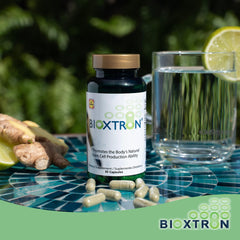 Bioxtron Natural AFA Stem Cell Supplement bottle with seal communicates freshness