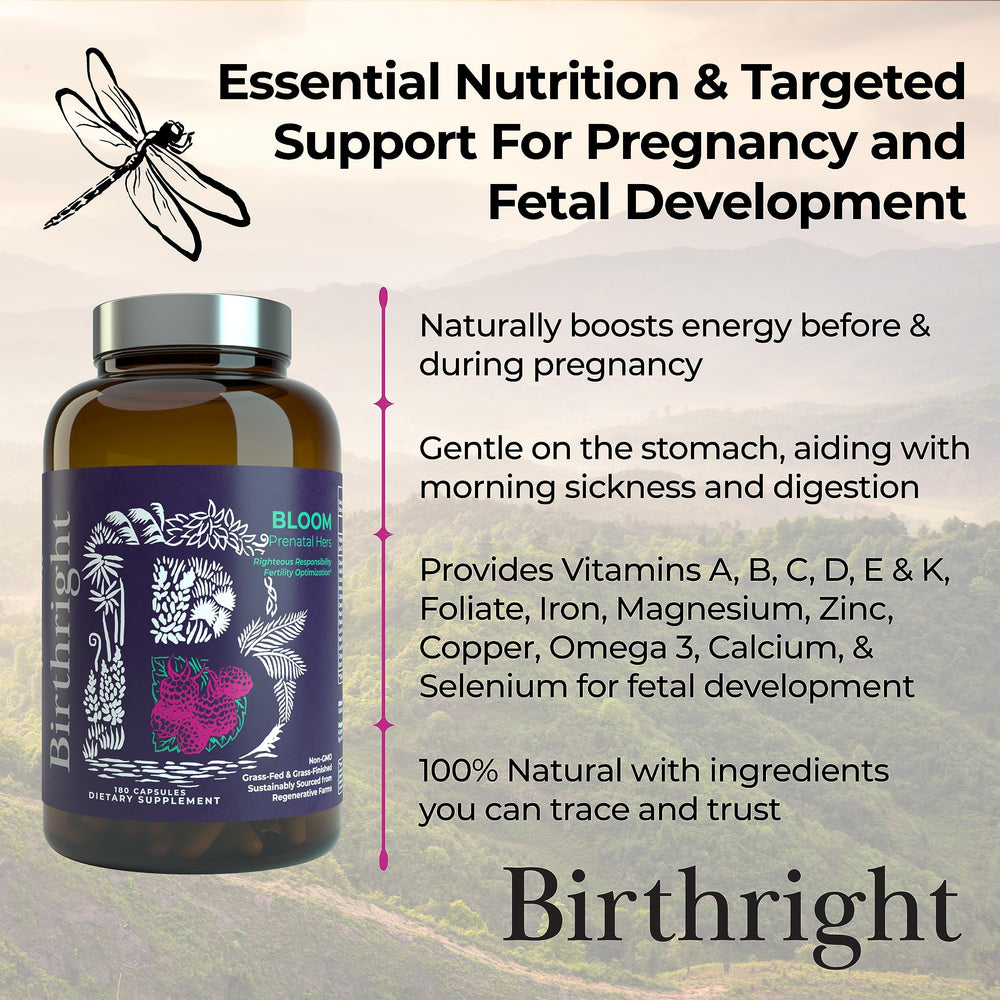 Birthright Bloom packaging-glass-bottle reinforces a plastic-free wellness choice.