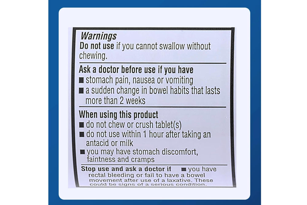 Bisacodyl 5 mg usage chart illustrating dosing guidance.