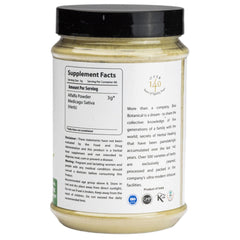 bixa BOTANICAL Alfalfa Powder packaging back with usage notes
