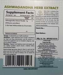Bixa Botanical Ashwagandha powder beside natural ingredients.