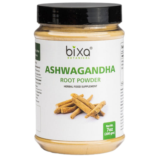 bixa botanical ashwagandha root powder bottle close-up highlighting lab-tested quality for daily use