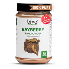 Bixa Botanical Bayberry Powder packaging shows a gluten-free option for baking.