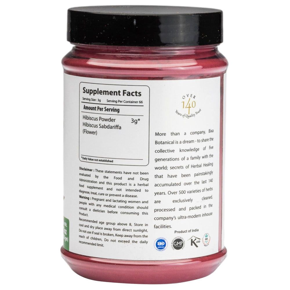 Bixa Botanical Hibiscus Powder texture close-up reveals a fine, versatile powder.