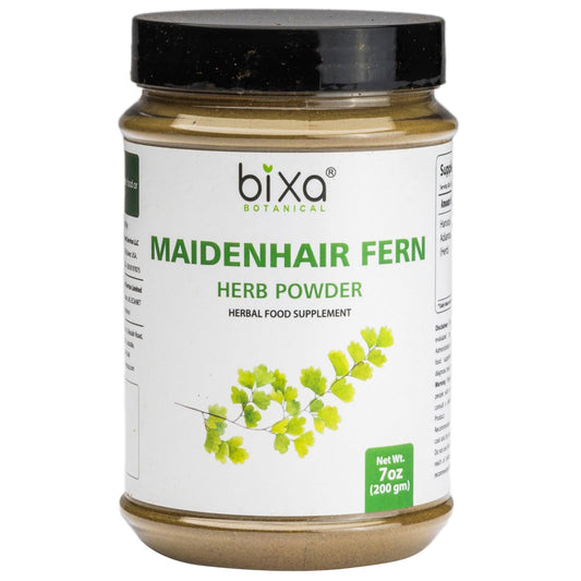 bixa BOTANICAL Maidenhair Fern Powder packaging highlights premium Ayurvedic blend for daily wellness
