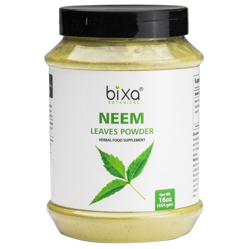 Bixa Botanical Neem Powder bottle front ready for daily wellness ritual
