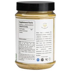 bixa botanical tulsi leaves powder bottle on shelf ready for daily use
