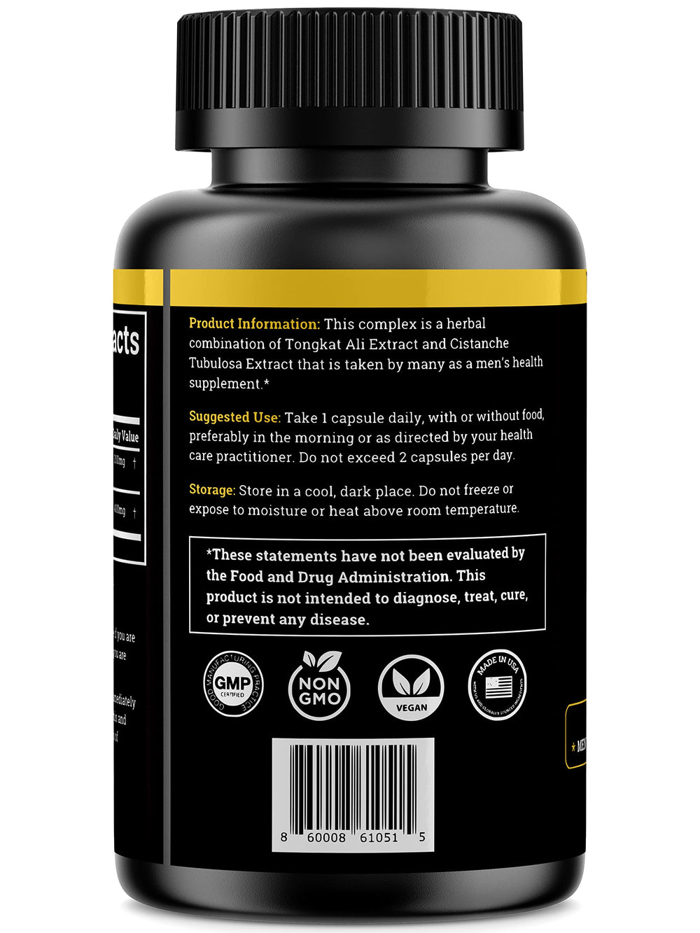 Close-up label showing standardized actives for consistency