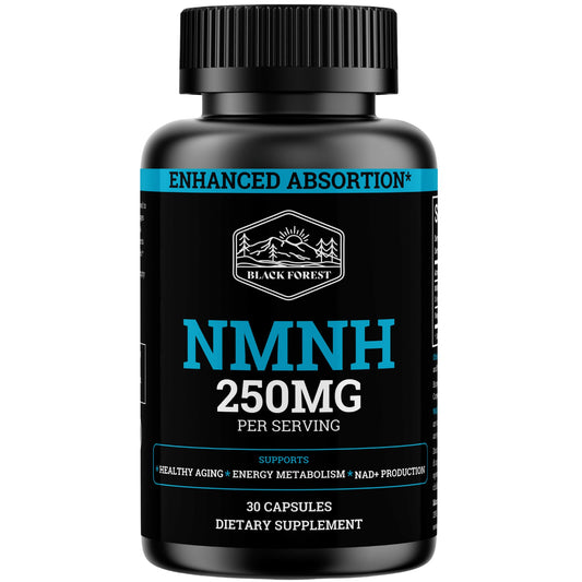 Black Forest NMNH bottle front showing potency for daily NAD+ support