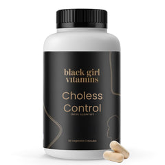Black Girl Vitamins Choless-Control bottle front showing the product for heart support and everyday use.