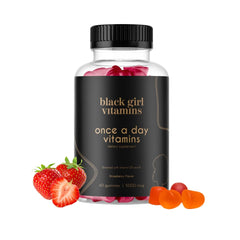 Black Girl Vitamins Once a Day strawberry gummies, tasty daily immune support for women.