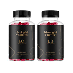 Black Girl Vitamins Vitamin D3 Gummies bottle front highlights 2000 IU per serving for immune support