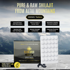 Black Lotus Shilajit tablets on counter highlight packaging and convenience for daily use