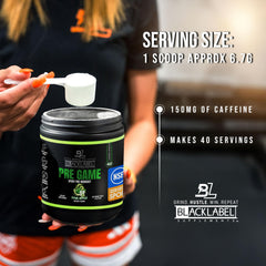 Blacklabel PRE-Game Lime Rickey powder ready to energize workouts