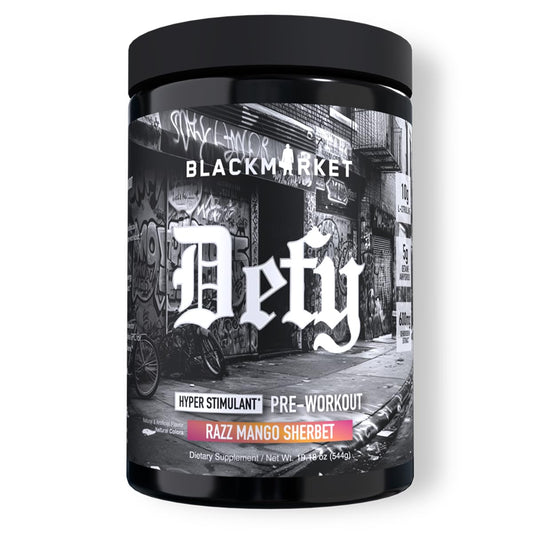 BlackMarket Defy bottle pouring to reveal bold energy and mango flavor