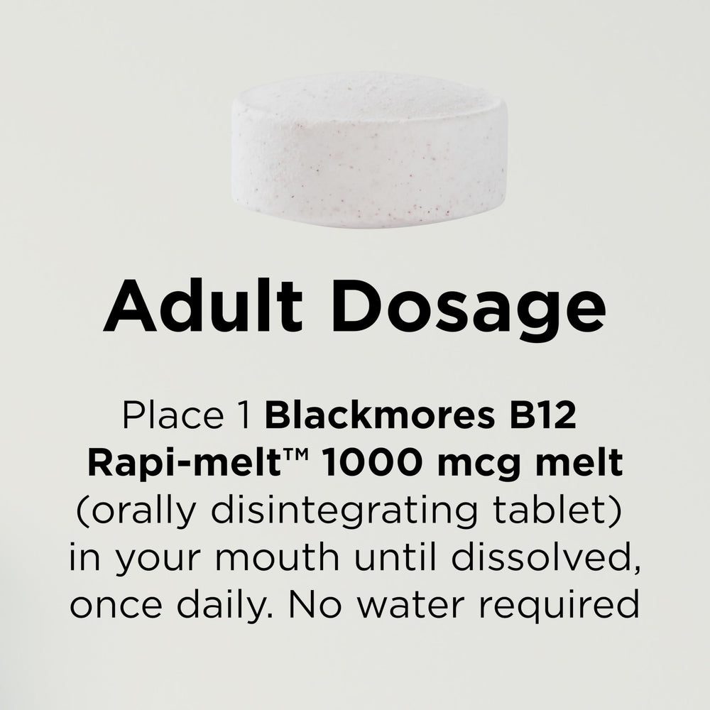 Morning routine with Blackmores B12 Rapi-Melt suits on-the-go days.