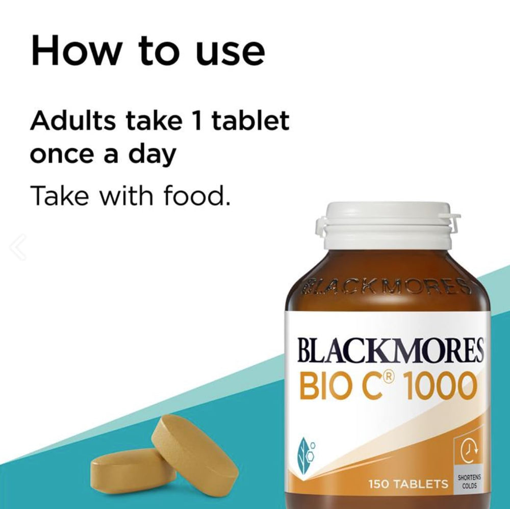 Blackmores Bio C 1000mg capsules close-up ready for daily use