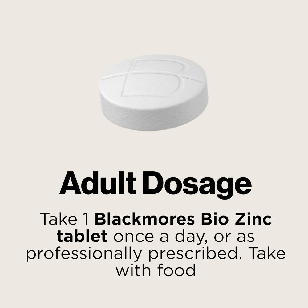 Blackmores Bio Zinc bottle-cap image shows sealed safety.