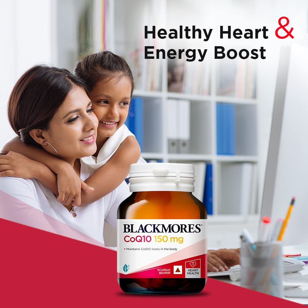 In-hand view of Blackmores CoQ10 bottle suggesting on-the-go nutrition.