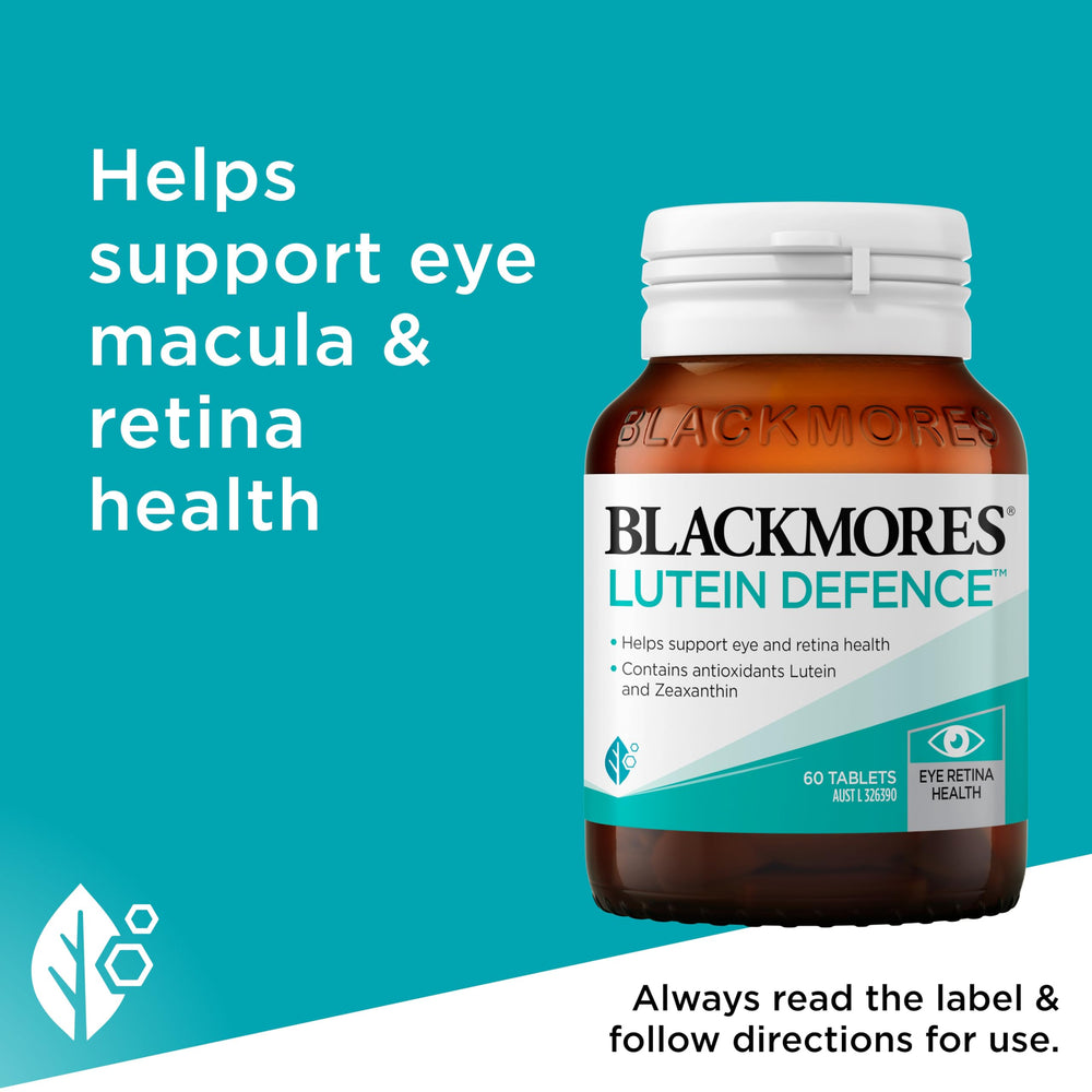 Blackmores Lutein Defence packaging scene suggests a simple daily eye care routine