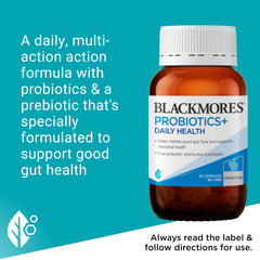 Packaging surface showing moisture-protection technology used by Blackmores Probiotics+ Daily Health