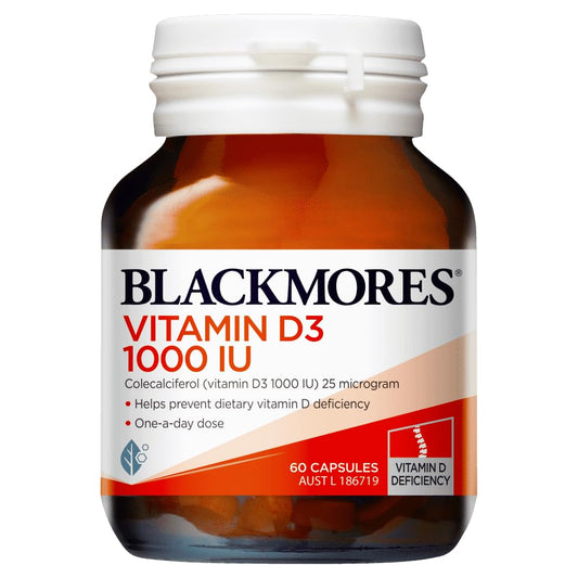 Blackmores Vitamin D3 1000IU bottle for daily bone support and calcium absorption