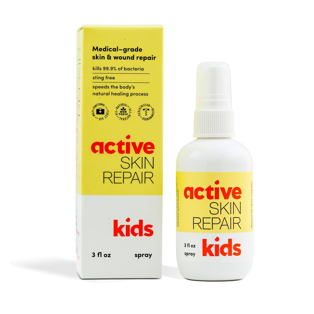 BLDG ACTIVE Skin Repair Kids Spray bottle ready for gentle at-home wound care.