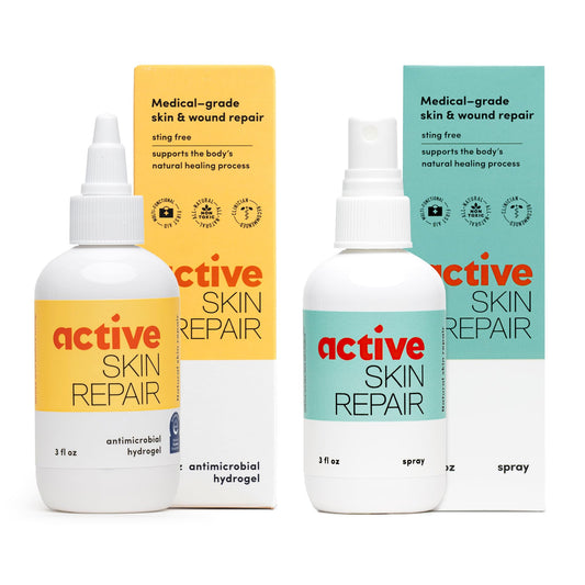 BLDG ACTIVE Skin Repair spray over minor skin irritation for cleansing