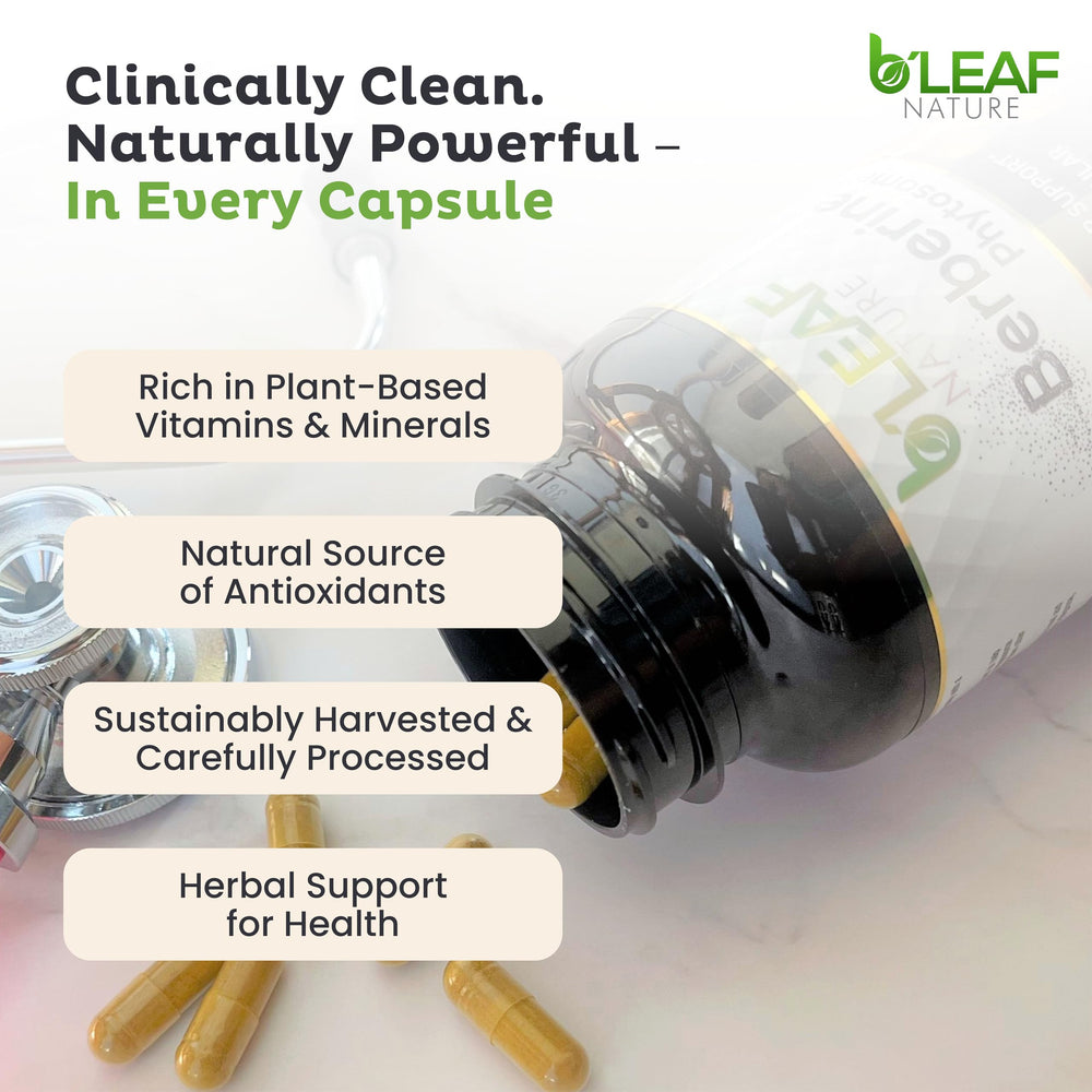 B’Leaf Nature Berberine Phytosome daily dose bottle illustrating convenient routine