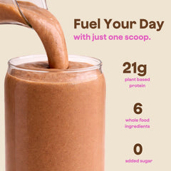 Blender Bombs Bomb Plant Protein ingredients bowl highlights six whole-food ingredients.