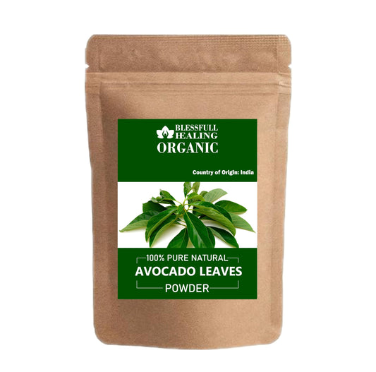 Blessfull Healing avocado leaves powder packaging highlights 300 g, ideal for easy daily use.