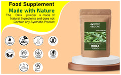 Blessfull Healing Okra Powder closeup—fine texture and natural color.