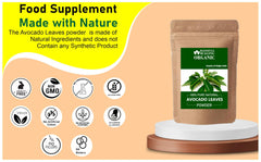 Blessfull Healing organic avocado leaves powder in a bowl, ready for teas.